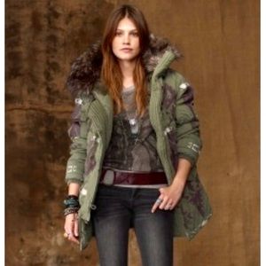 Ralph Lauren Denim & Supply Parka XS fur hood Aztec Tribal print southwestern